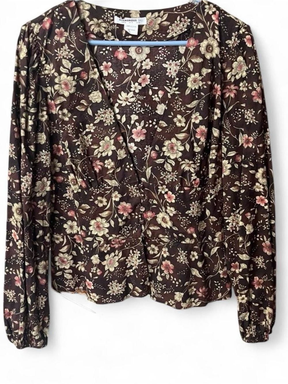 Floral Deep V-Neck Button Blouse